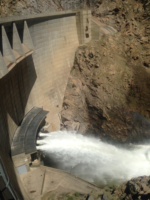 Double Curved Arch dam releasing 1250 cfs